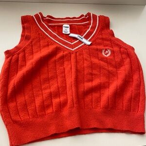 PINK Victoria's Secret irange Knit Sweater with White Stripe